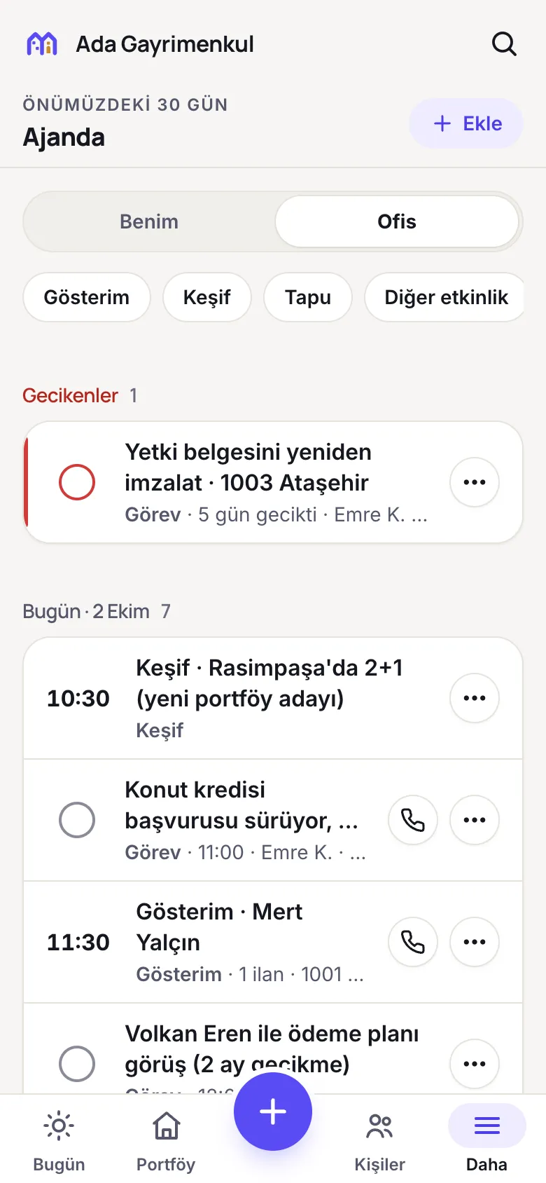 Ajanda: önümüzdeki günlerin randevu ve görevleri