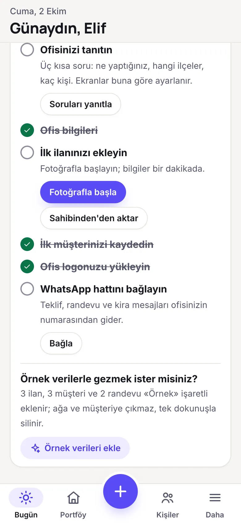 Başlangıç listesi nedir, nasıl ilerlerim: örnek ekran