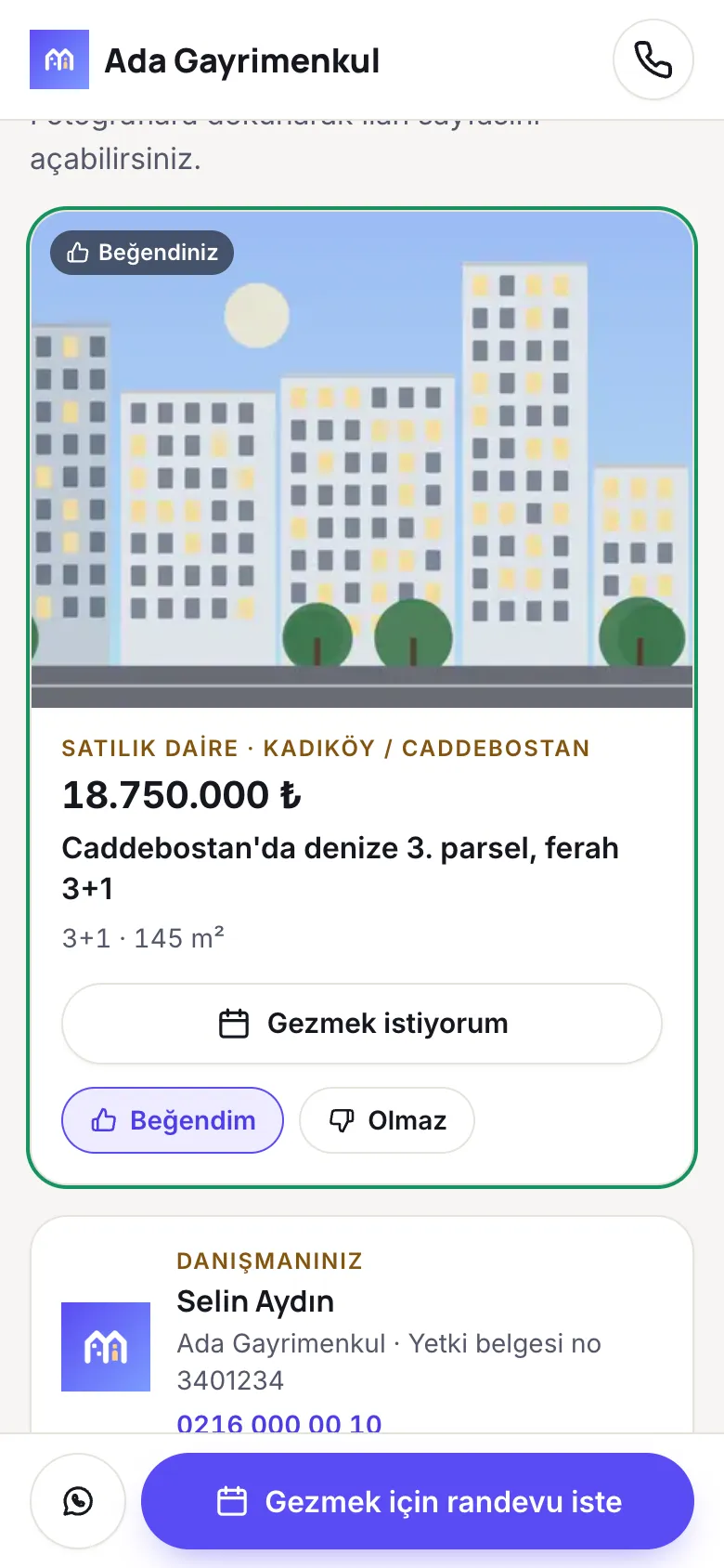 WhatsApp teklifi: mesaj önizlemesi ve teklif sayfası